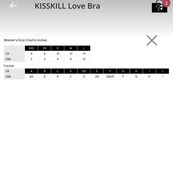 NWT Kisskill Red Velvet Love Bra with Gold Embroidered Script size 32C AU 10C - Picture 6 of 8